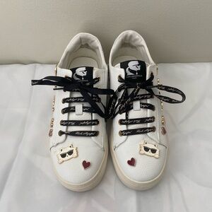 Karl Lagerfeld White Sneakers with Black Accents